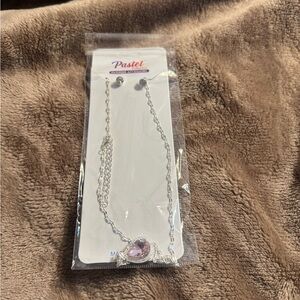 Pastels Silver and Pink Necklace with earrings